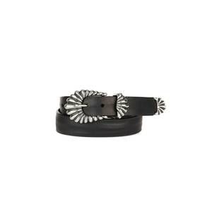 NEW BRAVE LEATHER lorali leather belt in black/silver